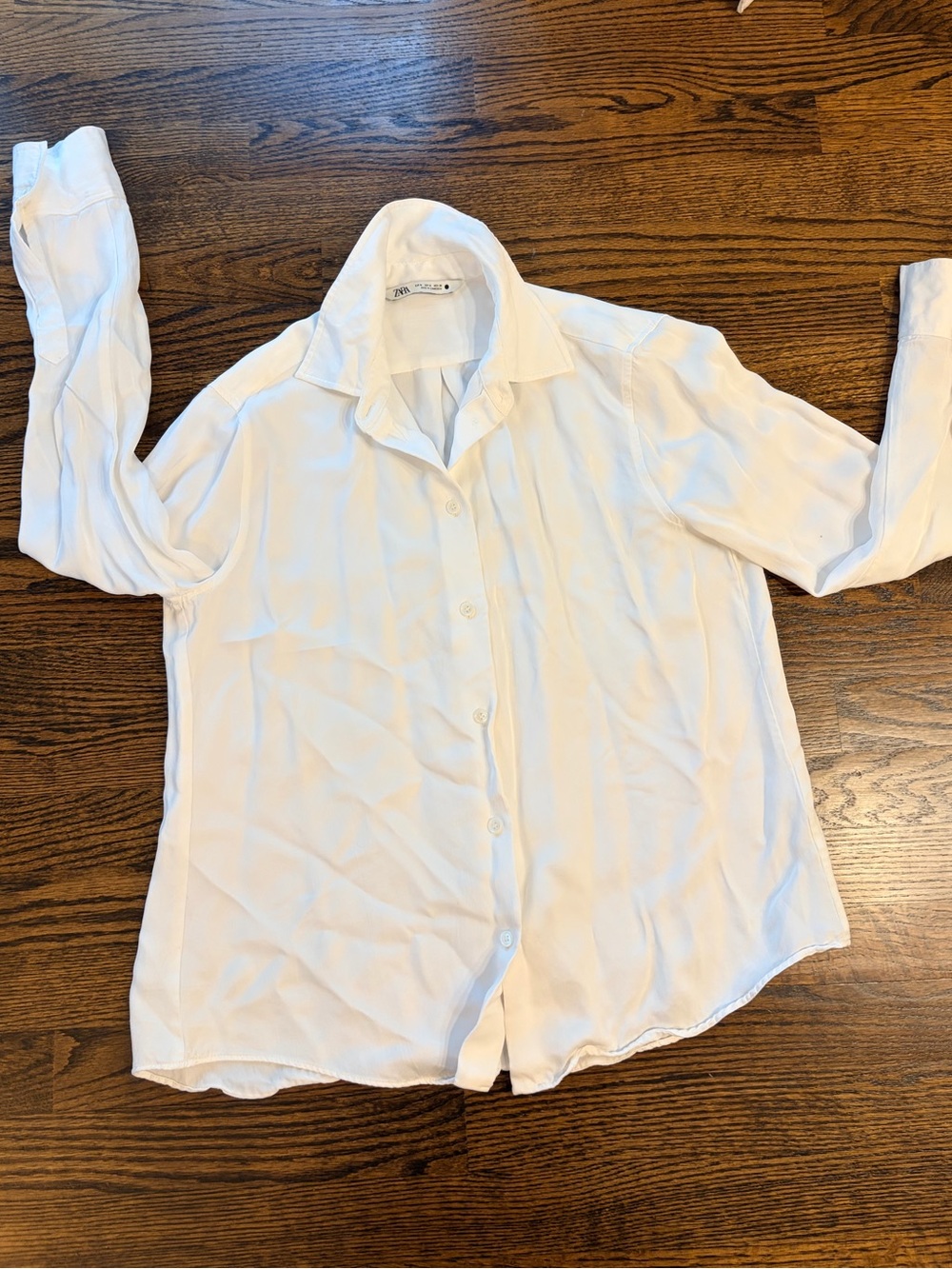 Zara Silky Button-Up Blouse – White – Size M - Picture 2 of 4